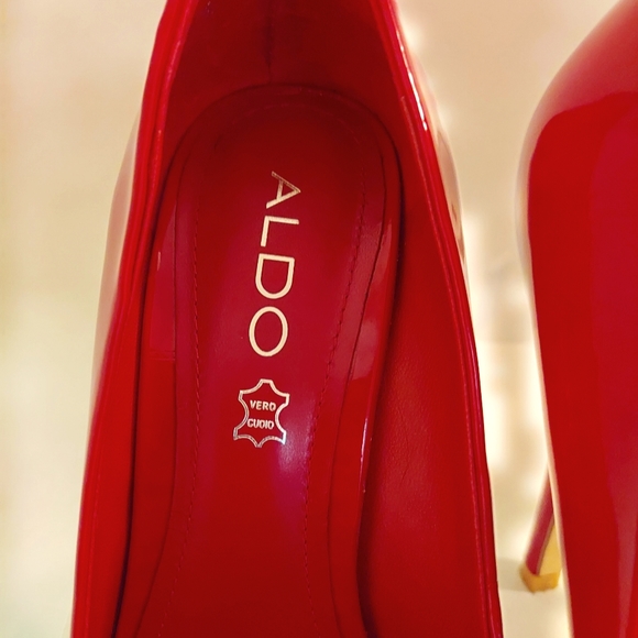 Aldo Red Peep Toe Heels Size 37 EU (6.5 US) - Picture 4 of 7